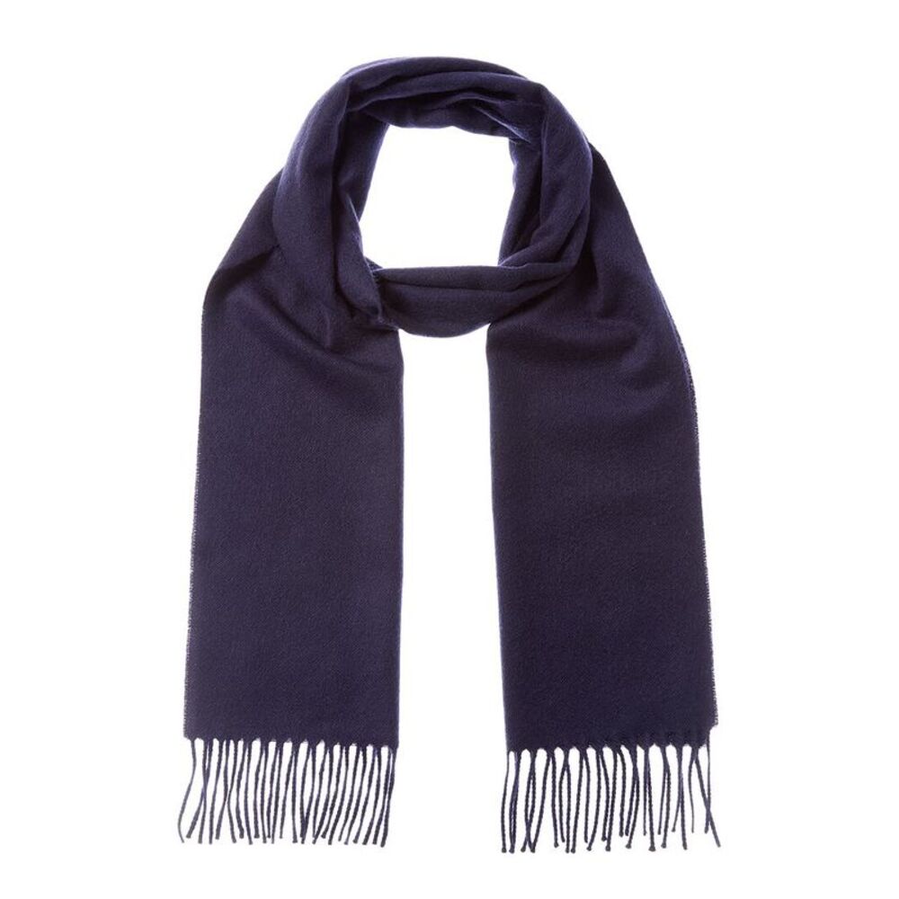 Celine Fringed Cashmere Scarf, Blue